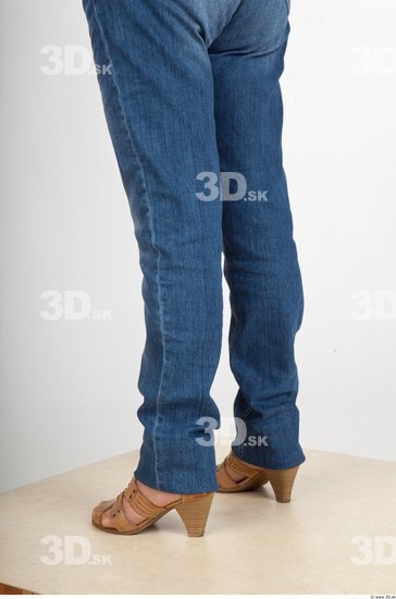 Calf Woman Casual Jeans Average Wrinkles Studio photo references