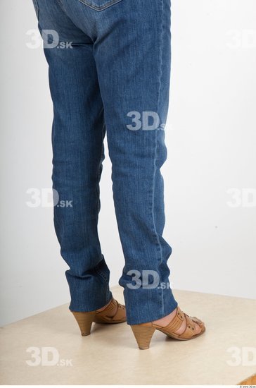 Calf Woman Casual Jeans Average Wrinkles Studio photo references