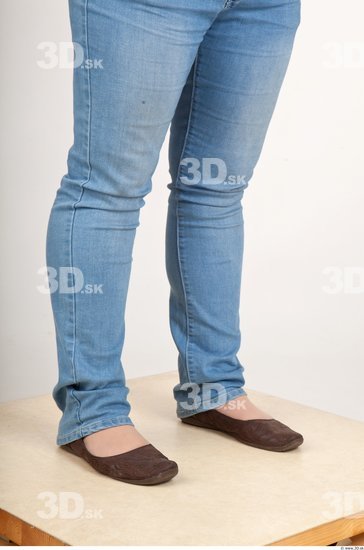 Calf Woman Casual Jeans Chubby Studio photo references