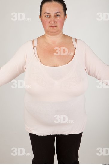 Upper Body Back Woman Casual Shirt T shirt Overweight Studio photo references