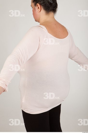 Upper Body Back Woman Casual Shirt T shirt Overweight Studio photo references
