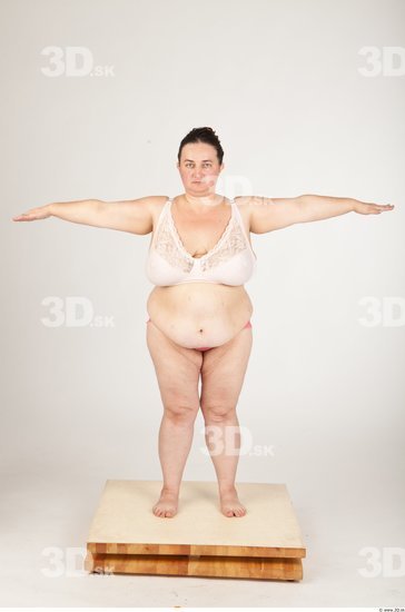 Whole Body Back Woman T poses Underwear Muscular Overweight Studio photo references