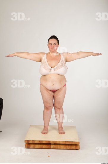 Whole Body Back Woman T poses Underwear Muscular Overweight Studio photo references