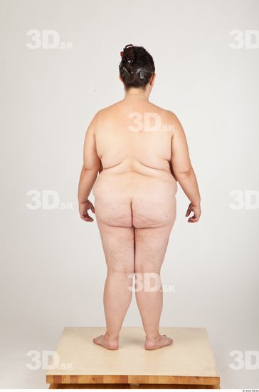 Whole Body Back Woman Nude Overweight Studio photo references