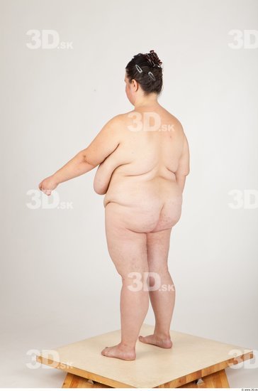 Whole Body Back Woman Nude Overweight Studio photo references