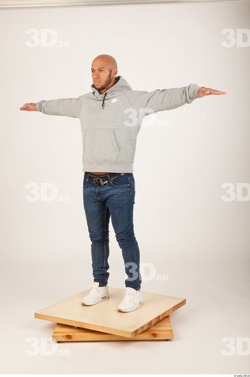 Whole Body Man Animation references T poses Casual Bald Studio photo references