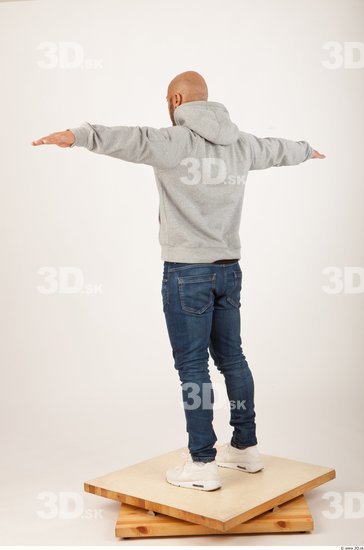 Whole Body Man Animation references T poses Casual Bald Studio photo references