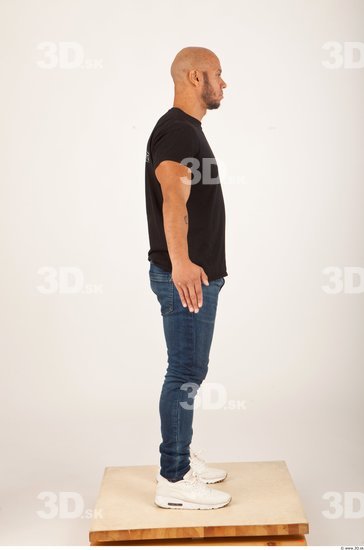 Whole Body Man Animation references Casual Shirt T shirt Bald Studio photo references