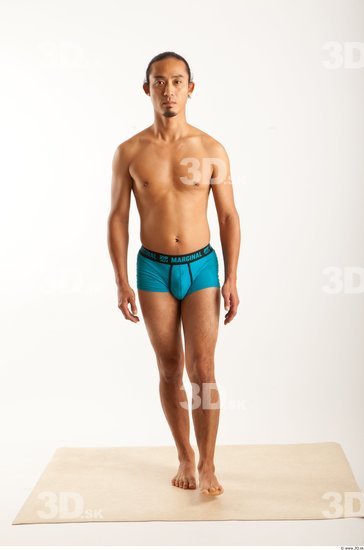 Man Asian Underwear Shorts Average Walking Bearded Studio photo references