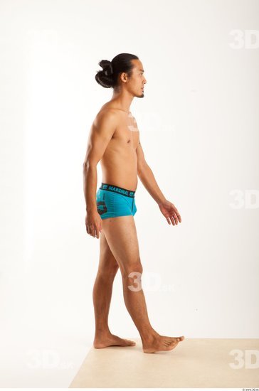 Man Asian Underwear Shorts Average Walking Bearded Studio photo references