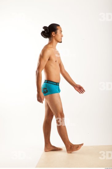 Man Asian Underwear Shorts Average Walking Bearded Studio photo references