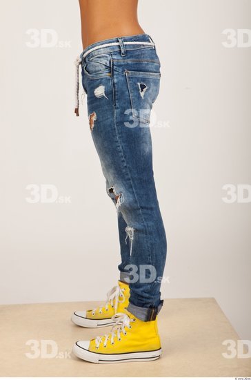 Thigh Calf Leg Woman Casual Jeans Studio photo references