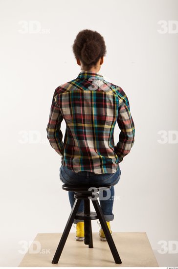 Man Woman Black Hairy Casual Slim Sitting Studio photo references