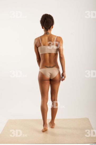 Man Woman Black Hairy Underwear Slim Walking Studio photo references