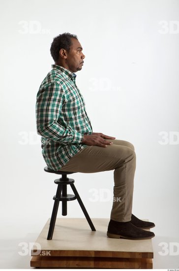 Whole Body Black Casual Shirt Trousers Average Sitting Studio photo references