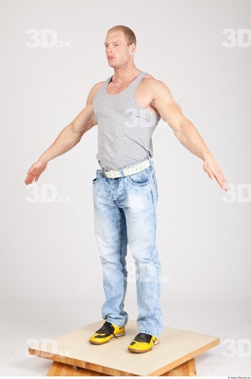 Whole Body Man White Casual Muscular Studio photo references