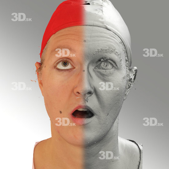 Head Emotions Woman White Average 3D Scans