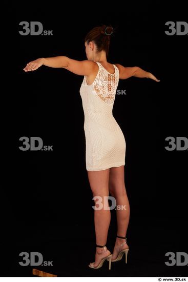 Whole body white dress white heels modeling t pose of Little Caprice