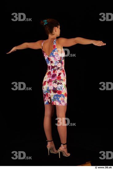 Whole body colored dress white heels modeling t pose of Little Caprice