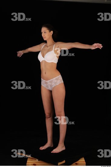 Woman T poses Underwear Slim Studio photo references