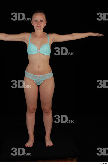 Whole Body Woman T poses Underwear Slim Studio photo references