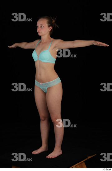 Whole Body Woman T poses Underwear Slim Studio photo references