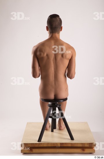 Whole Body Man White Nude Slim Sitting Studio photo references