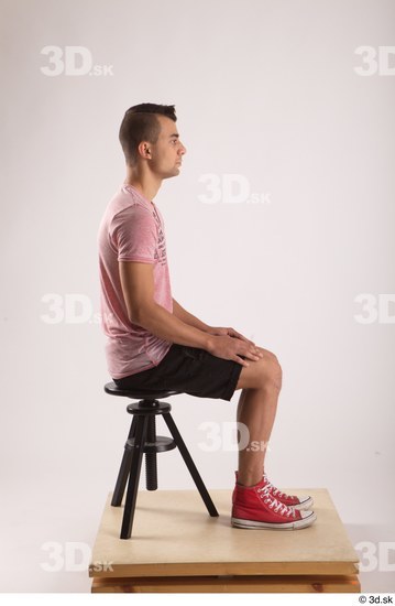 Whole Body Man White Slim Sitting Studio photo references