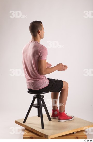 Whole Body Man White Slim Sitting Studio photo references