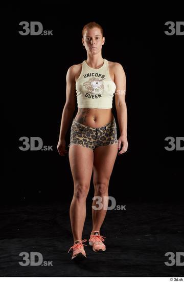 Whole Body Woman White Slim Walking Studio photo references