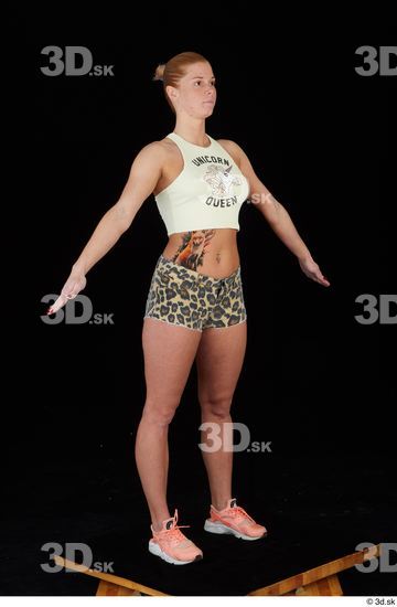 Whole Body Woman Shorts Slim Leopard Standing Top