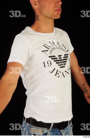 Upper Body Man White Casual T shirt Slim