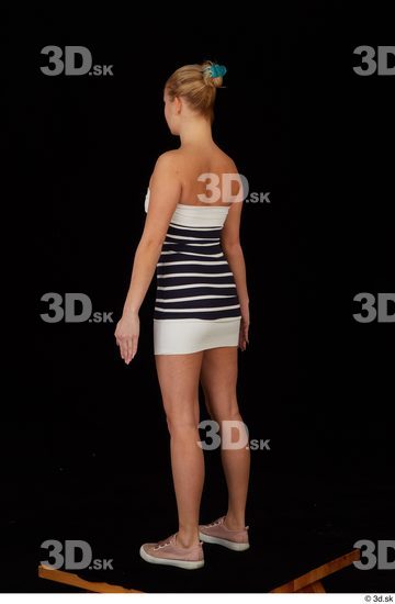 Whole Body Woman White Dress Slim Standing Studio photo references