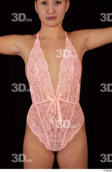Upper Body Woman White Underwear Slim Studio photo references