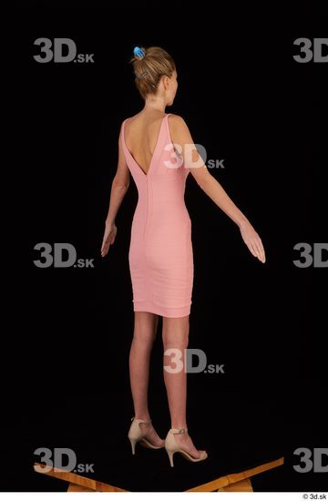 Whole Body Woman White Casual Dress Slim Standing Studio photo references