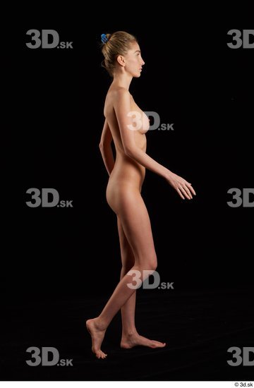 Whole Body Woman White Nude Slim Walking Studio photo references