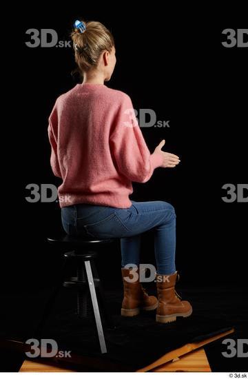 Whole Body Woman White Slim Sitting Studio photo references