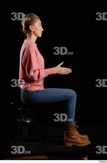 Whole Body Woman White Slim Sitting Studio photo references