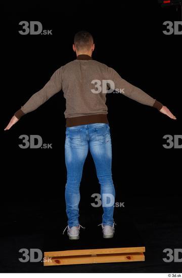 Whole Body Man White Sweatshirt Jeans Athletic Standing Studio photo references