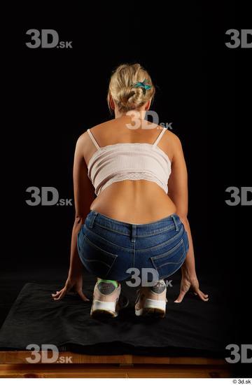 Whole Body Woman White Slim Kneeling Studio photo references