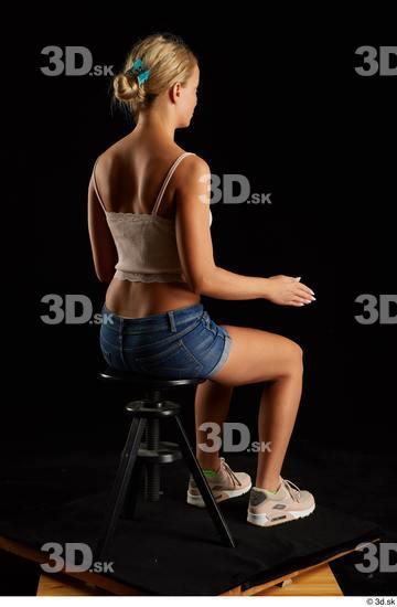 Whole Body Woman White Slim Sitting Studio photo references