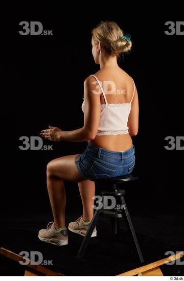 Whole Body Woman White Slim Sitting Studio photo references