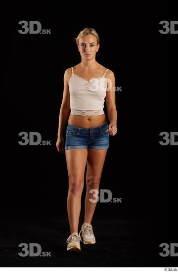 Whole Body Woman White Slim Walking Studio photo references