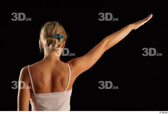 Arm Back Woman White Slim Studio photo references