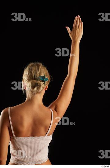 Arm Back Woman White Slim Studio photo references