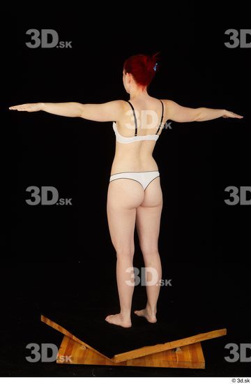 Whole Body Woman T poses White Underwear Slim Standing Studio photo references