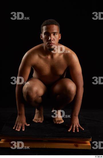 Whole Body Man Black Underwear Average Kneeling Studio photo references