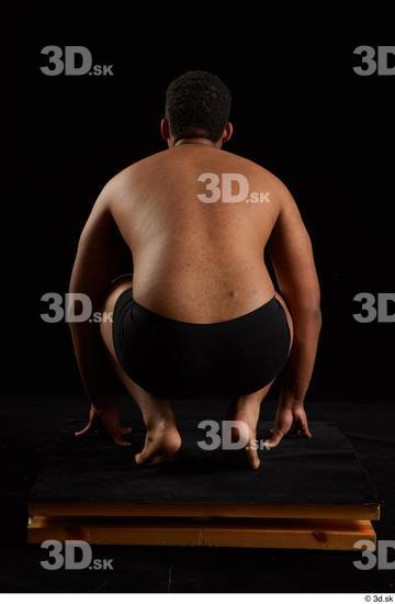 Whole Body Man Black Underwear Average Kneeling Studio photo references