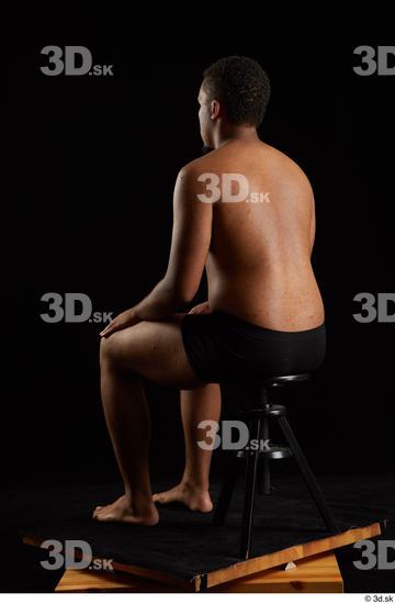 Whole Body Man Black Underwear Average Sitting Studio photo references