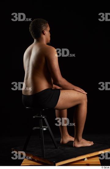 Whole Body Man Black Underwear Average Sitting Studio photo references